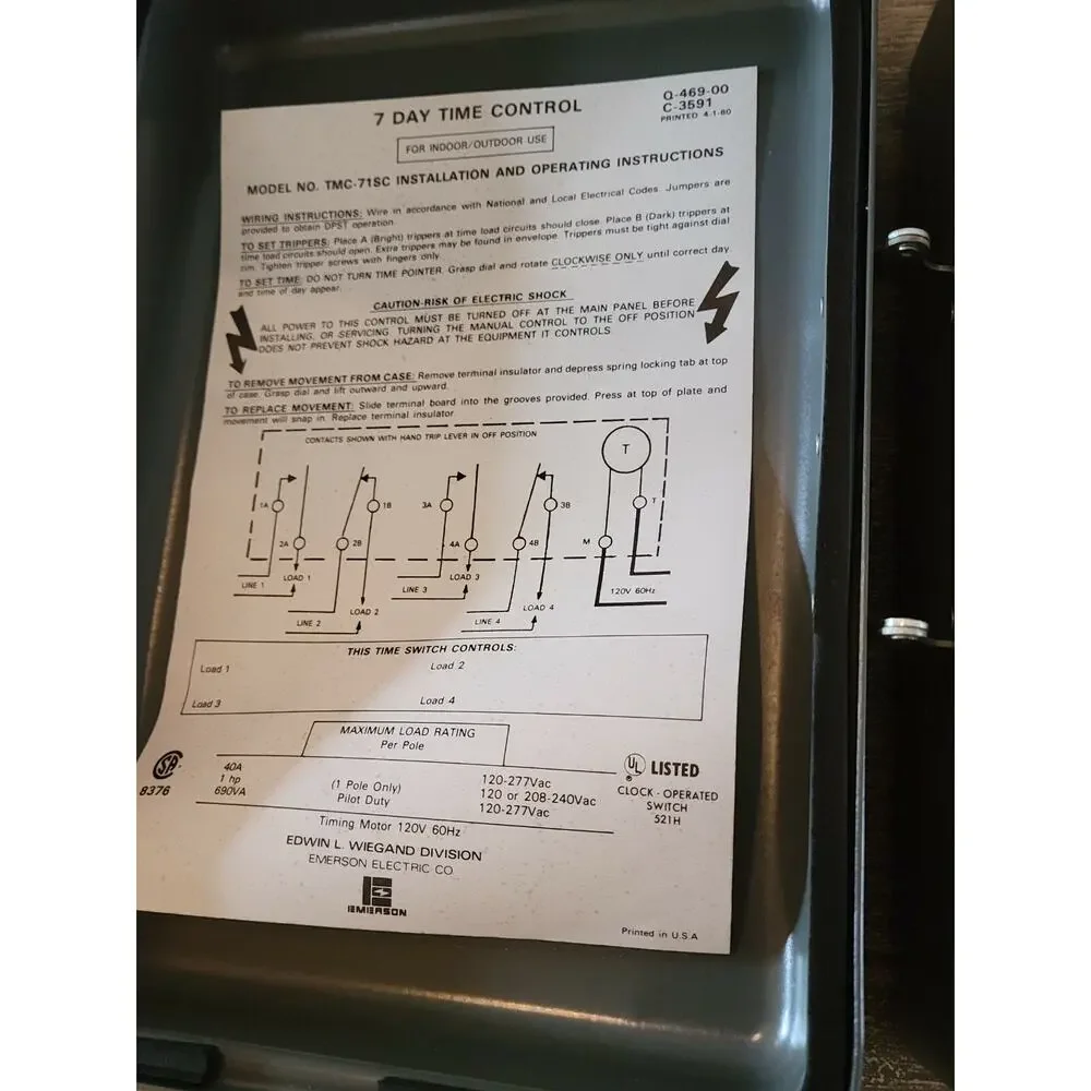 7 Day Time Control Indoor/Outdoor Emerson Electric TMC-71SC